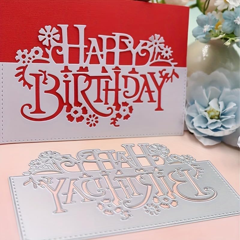 Lapoo Words Cutting Die for Scrapbooking - Durable, Cut Stencils for DIY Scrapbook Photo Album Decorative Paper Card, Card Making Supplies Party Wedding Decorations (Happy Birthday 6 x 3.4 in) - Image 2
